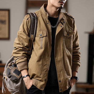 美式立领秋冬宽松纯棉工装外套