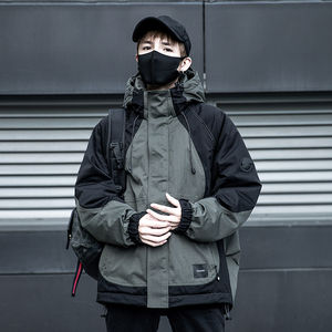 工装短款羽绒服男士2023年冬季新款青少年宽松连帽加厚外套潮牌流