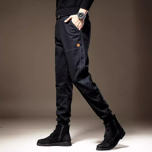 欧美高端工装休闲裤男秋季新款潮牌宽松大码束脚黑色户外长裤子男