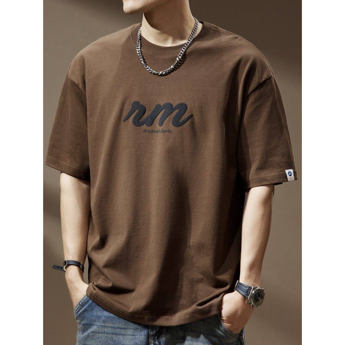 美式重磅印花男士短袖t恤夏季宽松大码半袖纯棉oversize潮牌体恤