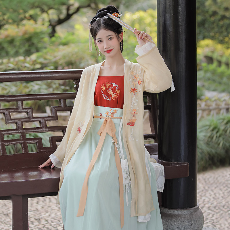 拾里青穗《玉印》宋制原创改良汉服女汉元素吊带秋季四件套套装