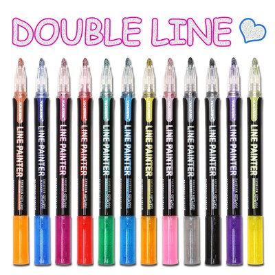 8 /12 Pcs/set Outline Paint Marker Pen Double Line Pen Diy