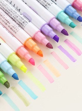 12 Colors/set Cute Mild liner Pens Highlighter Dual Double