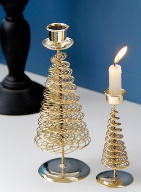 Nordic Style Wrought Iron Christmas Tree Candle Holders Home