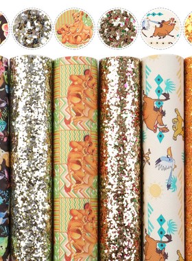 20*34cm 6pcs/lot Cartoon Design Giltter Faux Synthetic eathe