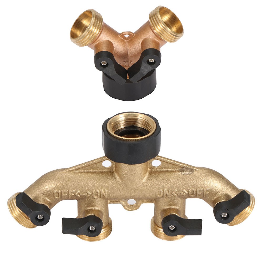 3/4 Inch Brass 4 Way Hose Pipe Splitter Nozzle Switcher Tap