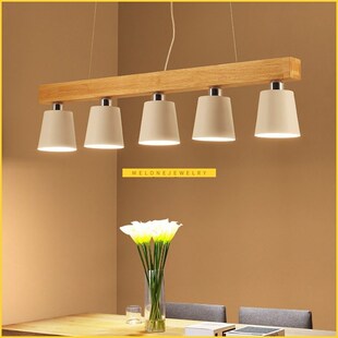 Oak Wood White Chandelier Ceiling Lamp Fixture Modern Nordic