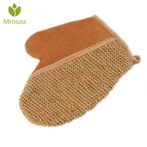 1 PC  Flax Shower Glove Body Massage Back Scrub Exfoliating