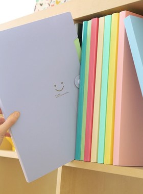 Cute Smile 5 Pocket File Folders High Capacity Plastic Enve