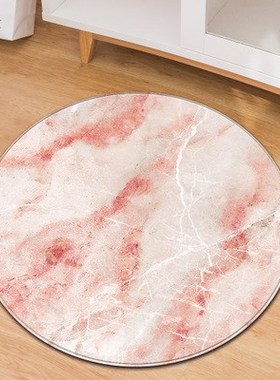 Black White Marble Printed Round Carpet  Living Room Anti-Sl