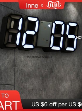 Wall Clock Digital Alarm Modern Kitchen Electronic Smart 3D
