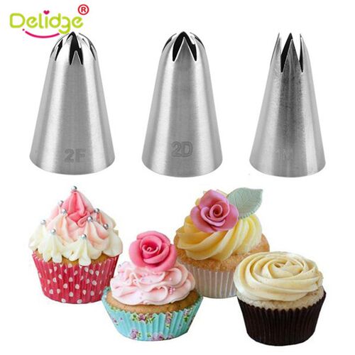 3pcs/set Big Size Cream Cake Icing Piping Russian Nozzles Pa