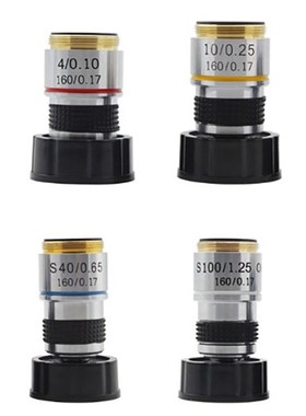 HLZS-4Pcs 185 Microscope Objective 4X 10X 40X 100X Achromati