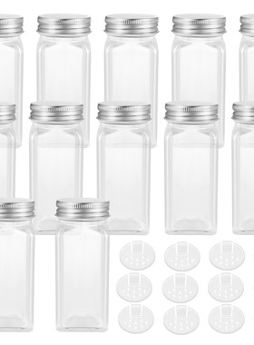 BESTONZON 12pcs Spice Jars Square Glass Containers Seasoning