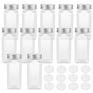 BESTONZON 12pcs Spice Jars Square Glass Containers Seasoning
