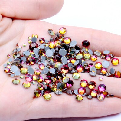 Nail Art Decoration New Red Rainbow Color Hotfix Glass Rhine