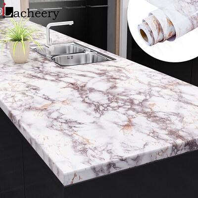 Glossy Marble Drawer Wallpaper Kitchen Cabinet Counter Wall
