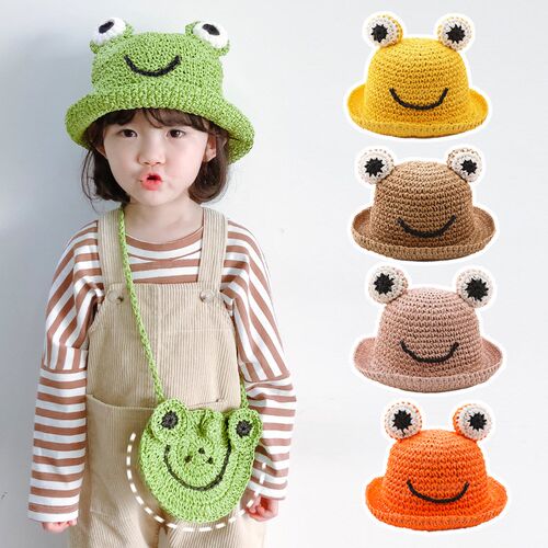Children's Sunshade Fisherman Hat Frog Girl Straw Hat Baby