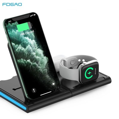 4 In 1 QI Wireless Charger Station For iPhone 12 11 Pro XS