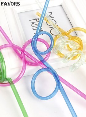 10pcs/set Colorful Straw Crazy Curly Loop Coloured Plastic D