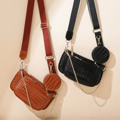 2021 NEW Woman's Fashion Chain Shoulder Bag Crocodile Assem