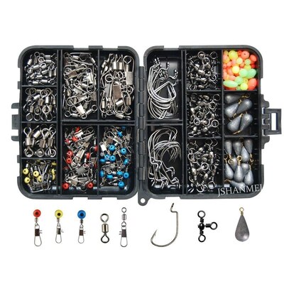 PULLINE 184pcs Fishing Accessories Kit Including Jig Hooks F