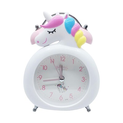 Cute nicorn Clock Kids Cartoon Alarm Clocks Bedroom Bell Clo
