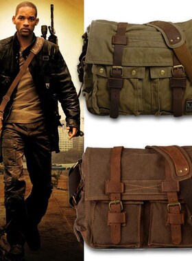 Burminsa Canvas Leather Men Messenger Bags I AM LEGEND Will