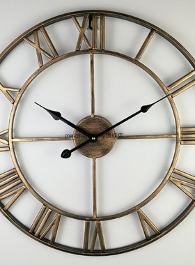 Nordic Metal Roman Numeral Wall Clocks Retro Iron Round Face