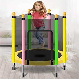Round Kids Mini Trampoline Enclosure Net Pad Rebounder Outdo