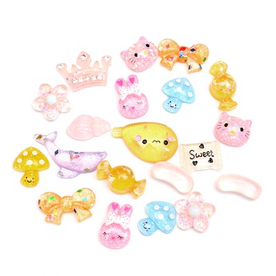 20Pcs Mixed Clear Resin Cabochon Flatback Embellishments De