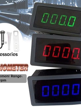 4 Digital LED Tachometer RPM Speed Meter Gauge Red Green Bl