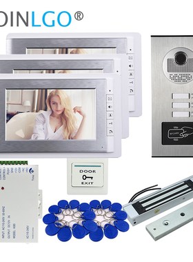 Wired 7'' Screen Video Door Phone Intercom System + RFID Ac