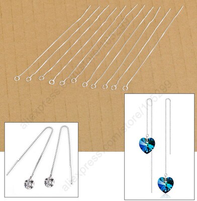20Pcs Ear Threads Making Jewelry Findings 925 Sterling Silve
