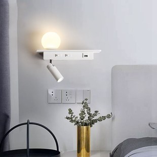 Wall lamp reading lamp LED bedroom bedside lamp with USB por