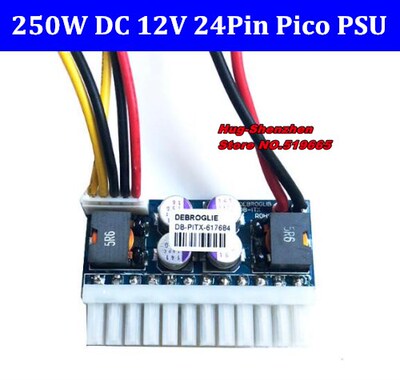250W DC 12V input 24Pin Pico ATX Switch pcio PSU Car Auto Mi