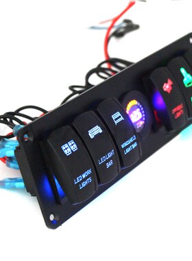 6 Rocker Switch Panel LED 5 15V Flashing alarm dispaly Wate