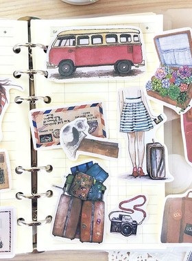 19PCS DIY scrapbooking hand painted stickers plant travel s