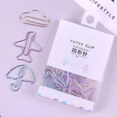 12PCS Cartoon Shape Paper Clips Notes DIY Bookmark Metal Bin
