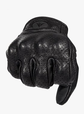Genuine Leather motorcycle gloves screen touch windproof ful