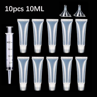 50 Pcs 15ml Empty Lip Gloss Tubes with Funnels Clear Soft L