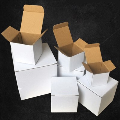 20Pcs 11 Sizes Square Corrugated Box White Kraft Cardboard B