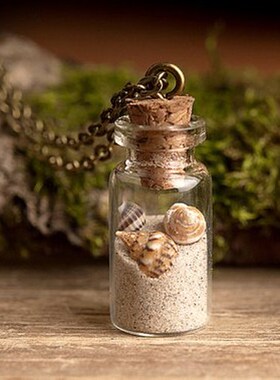3PCS 22X11mm Glass Jar Beach sand Necklace Wish necklace sea