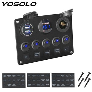 YOSOLO Digital Voltmeter Dual USB Port 12V Outlet Combinati