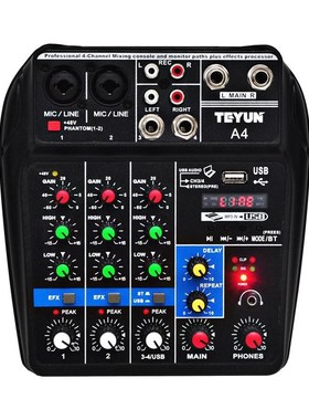 USB Audio Mixer TU04 BT 4 Channels Sound Mixing Consoles Amp