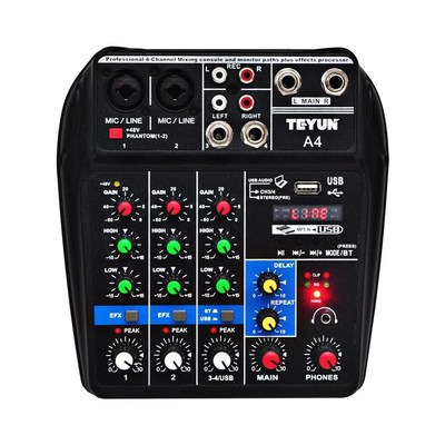 USB Audio Mixer TU04 BT 4 Channels Sound Mixing Consoles Amp