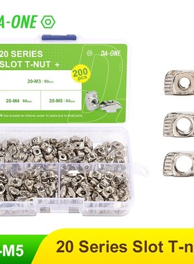 65/150/200 Pcs T-nut Set Hammer Head T Nut Kit M3 M4 M5 Conn