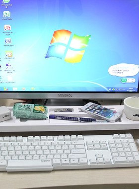 White Wooden Computer Keyboard Rack Office Table Storage She
