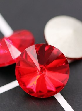 New 12mm High quality Red strass crystal glass round shape r