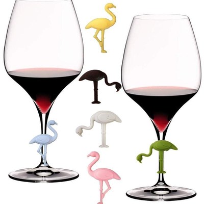 6PCS Silicone Wine Glass Marker Creative Flamingo Design Dri